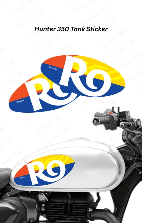 Tank Side Sticker Compatible with Hunter 350 | Made in Premium Gloss Vinyl with FPF (Fade Protection Film), Precut Sticker, Waterproof, Pack of 1